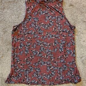 Cupio Floral Tank Top in Rust and Blue